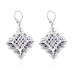 Amethyst and Natural White Zircon Sparkle Earrings in Platinum Over Sterling Silver 11.00 ctw