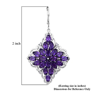 Amethyst and Natural White Zircon Sparkle Earrings in Platinum Over Sterling Silver 11.00 ctw