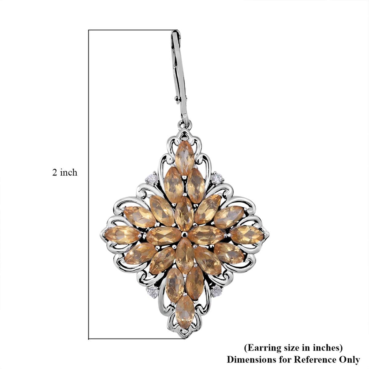 Brazilian Citrine and White Zircon Sparkle Earrings in Platinum Over Sterling Silver 11.00 ctw image number 3
