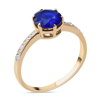 LUXORO 10K Yellow Gold AAA Tanzanian Blue Spinel and Diamond Ring (Size 10.0) 2.20 Grams 1.70 ctw