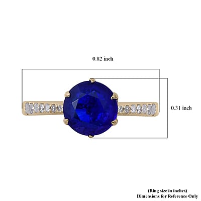 LUXORO 10K Yellow Gold AAA Tanzanian Blue Spinel and Diamond Ring (Size 10.0) 2.20 Grams 1.70 ctw
