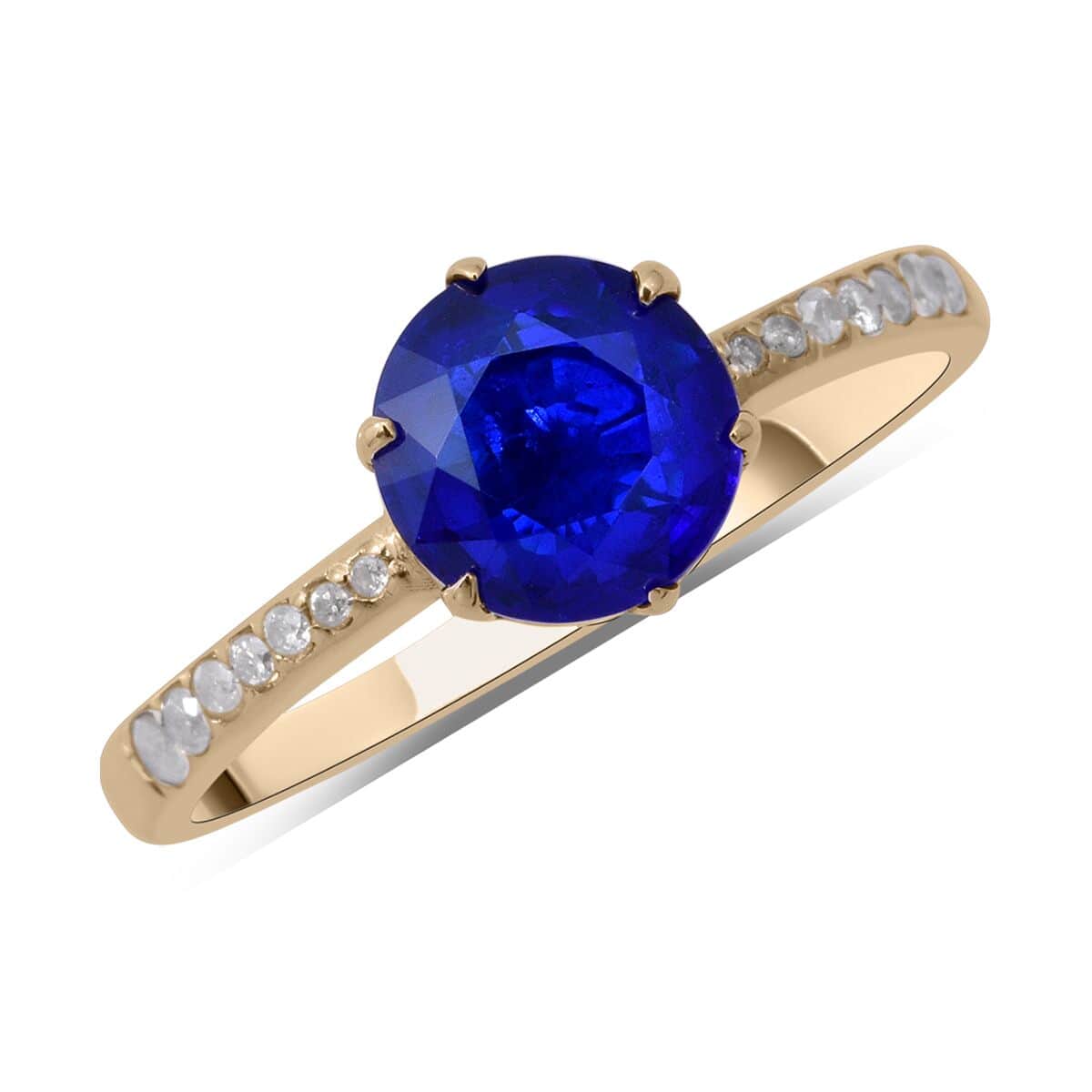 Luxoro 10K Yellow Gold AAA Tanzanian Blue Spinel (DF) and Diamond Ring (Size 5.0) 1.70 ctw image number 0