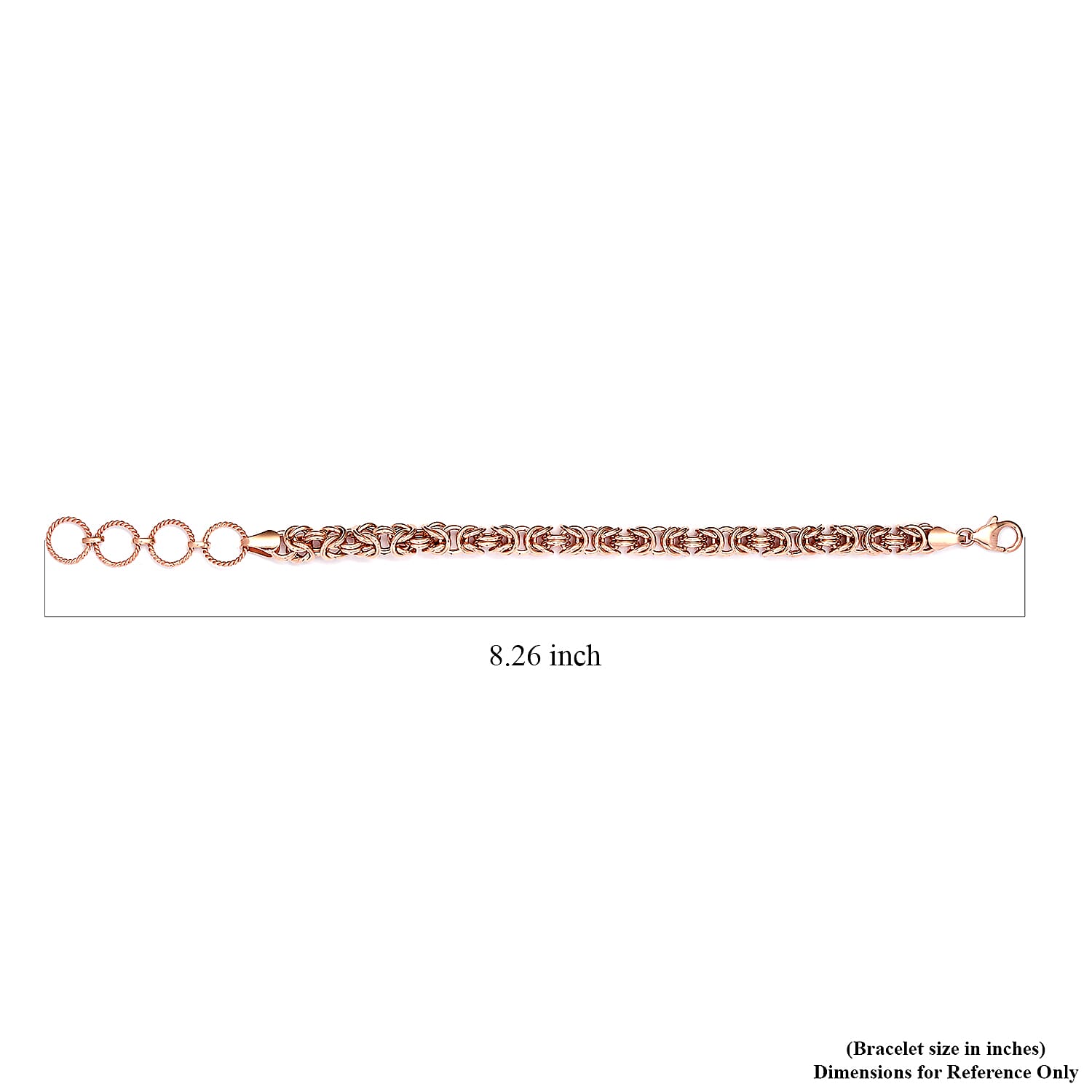 Artisan Crafted 14K Rose Gold Over Sterling Silver Adjustable Byzantine Bracelet (7.25 In) 11.70 Grams