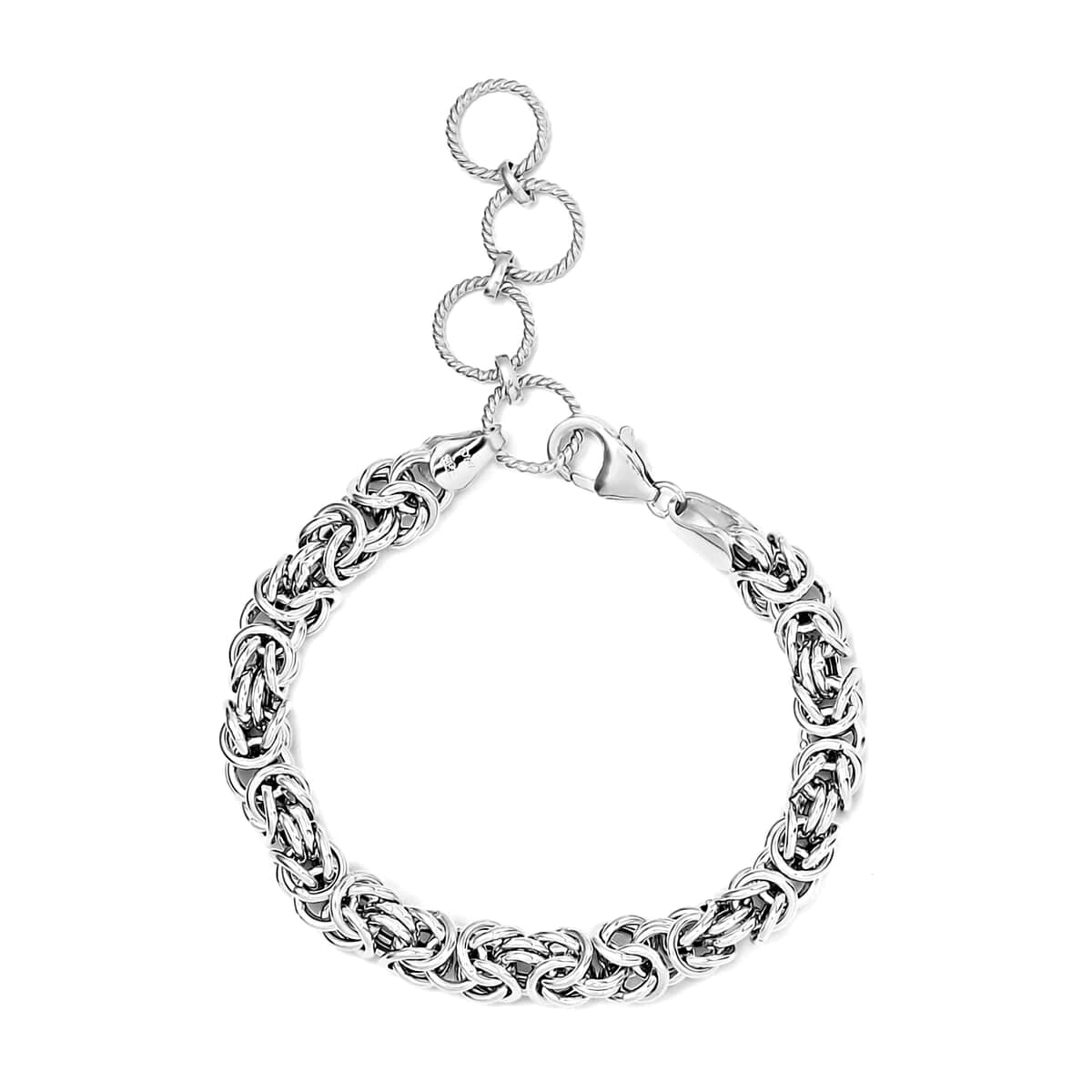Artisan Crafted Platinum Over Sterling Silver Adjustable Byzantine Bracelet (7.25 In) 11.70 Grams image number 0