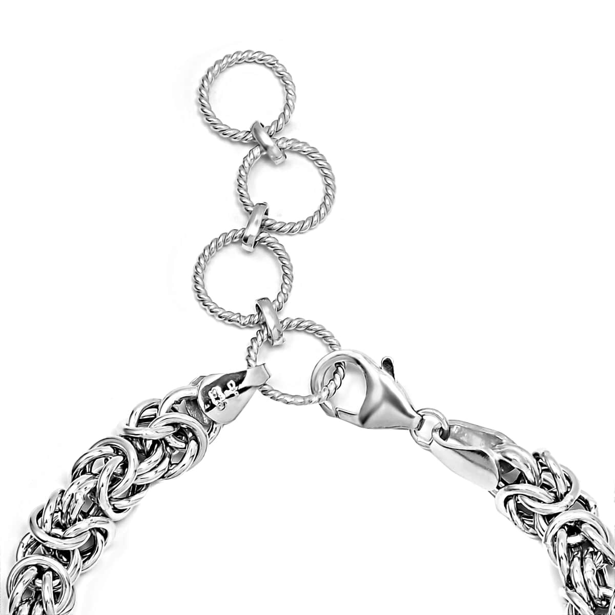 Artisan Crafted Platinum Over Sterling Silver Adjustable Byzantine Bracelet (7.25 In) 11.70 Grams image number 3