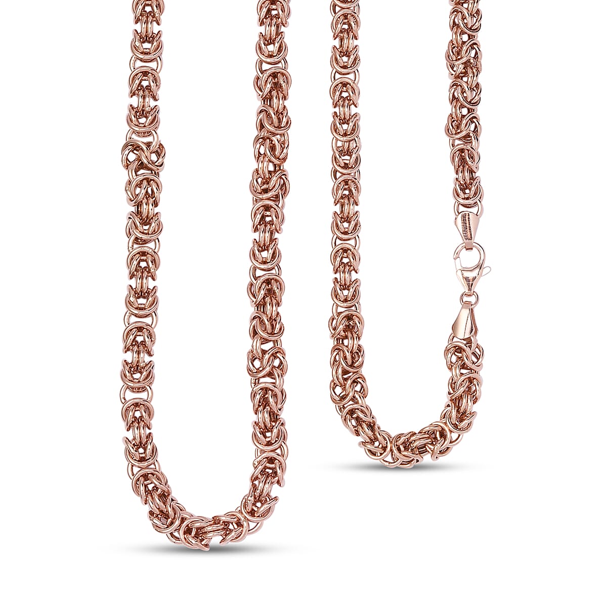DOORBUSTER Artisan Crafted 14K Rose Gold Over Sterling Silver Byzantine Necklace 18 Inches 26.75 Grams image number 0