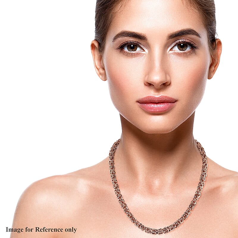 Artisan Crafted 14K Rose Gold Over Sterling Silver Byzantine Necklace 18 Inches 26.75 Grams