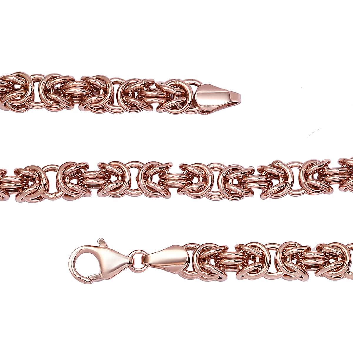 DOORBUSTER Artisan Crafted 14K Rose Gold Over Sterling Silver Byzantine Necklace 18 Inches 26.75 Grams image number 3
