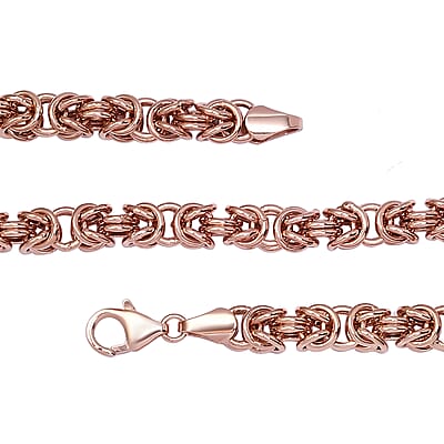 Artisan Crafted 14K Rose Gold Over Sterling Silver Byzantine Necklace 18 Inches 26.75 Grams