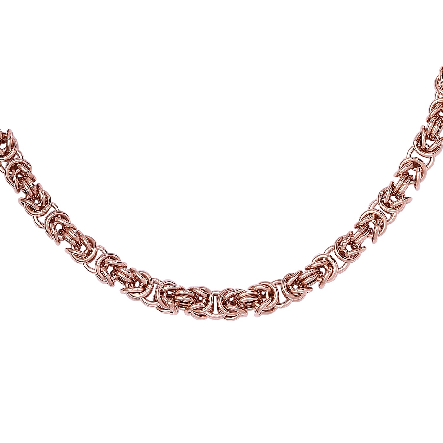 Artisan Crafted 14K Rose Gold Over Sterling Silver Byzantine Necklace 18 Inches 26.75 Grams