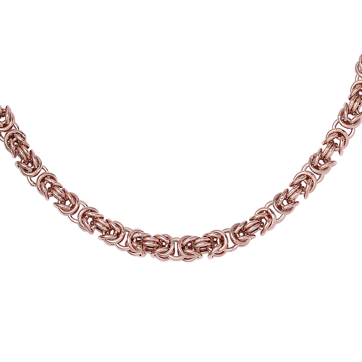 DOORBUSTER Artisan Crafted 14K Rose Gold Over Sterling Silver Byzantine Necklace 18 Inches 26.75 Grams image number 4