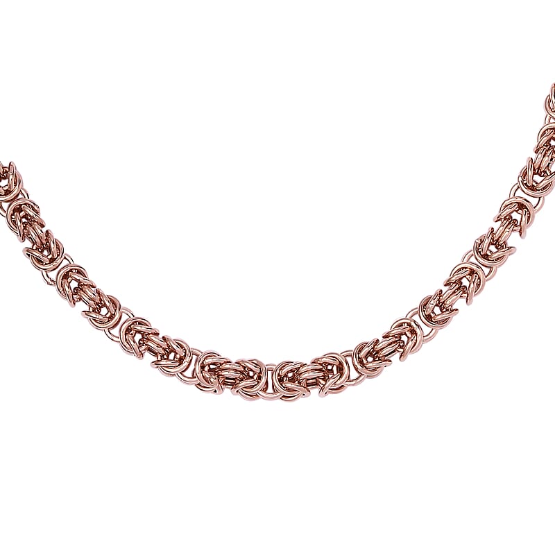 Artisan Crafted 14K Rose Gold Over Sterling Silver Byzantine Necklace 18 Inches 26.75 Grams