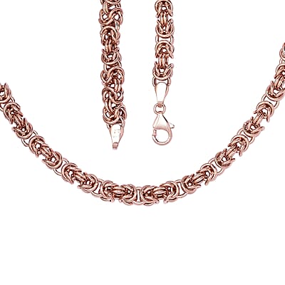 Artisan Crafted 14K Rose Gold Over Sterling Silver Byzantine Necklace 18 Inches 26.75 Grams