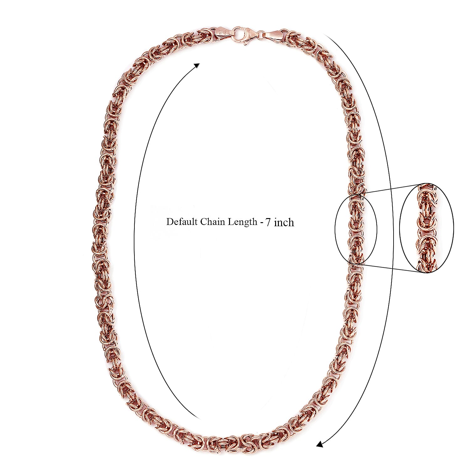 Artisan Crafted 14K Rose Gold Over Sterling Silver Byzantine Necklace 18 Inches 26.75 Grams
