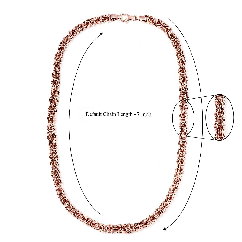 Artisan Crafted 14K Rose Gold Over Sterling Silver Byzantine Necklace 18 Inches 26.75 Grams