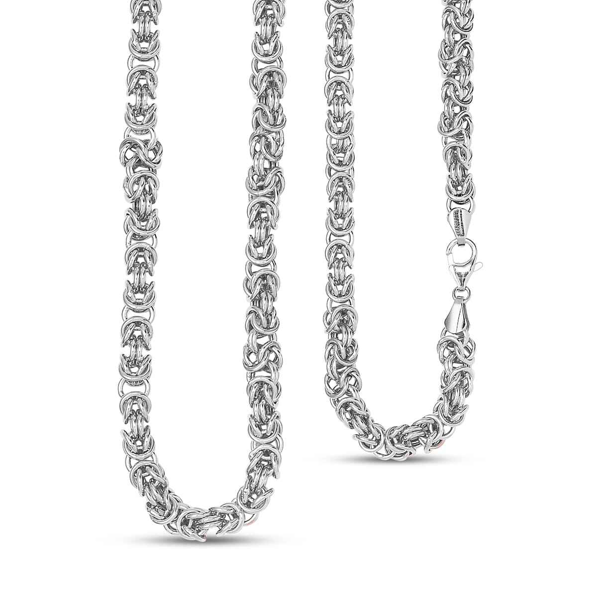 Artisan Crafted Platinum Over Sterling Silver Byzantine Necklace 18 Inches 26.75 Grams image number 0