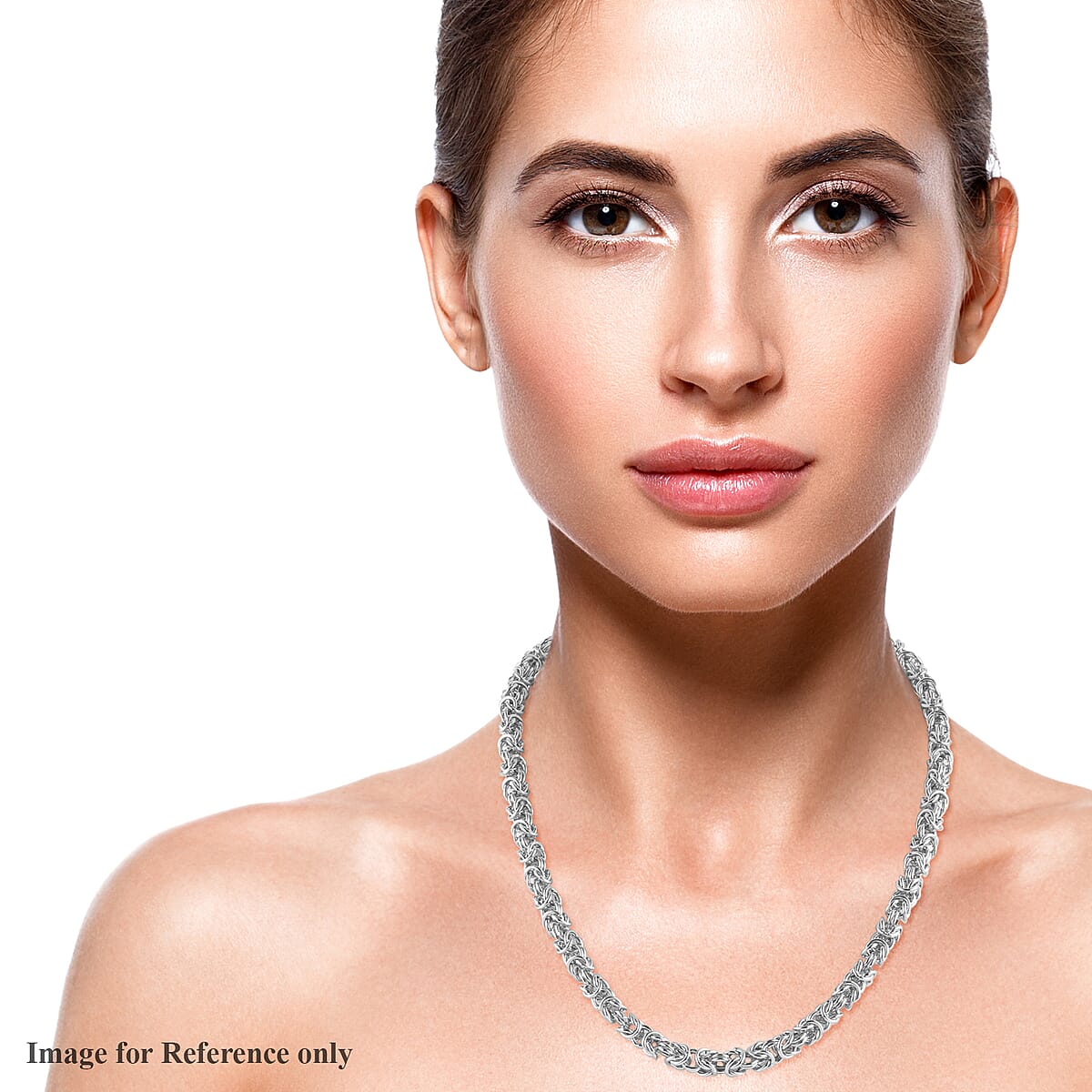 Artisan Crafted Platinum Over Sterling Silver Byzantine Necklace 18 Inches 26.75 Grams image number 2