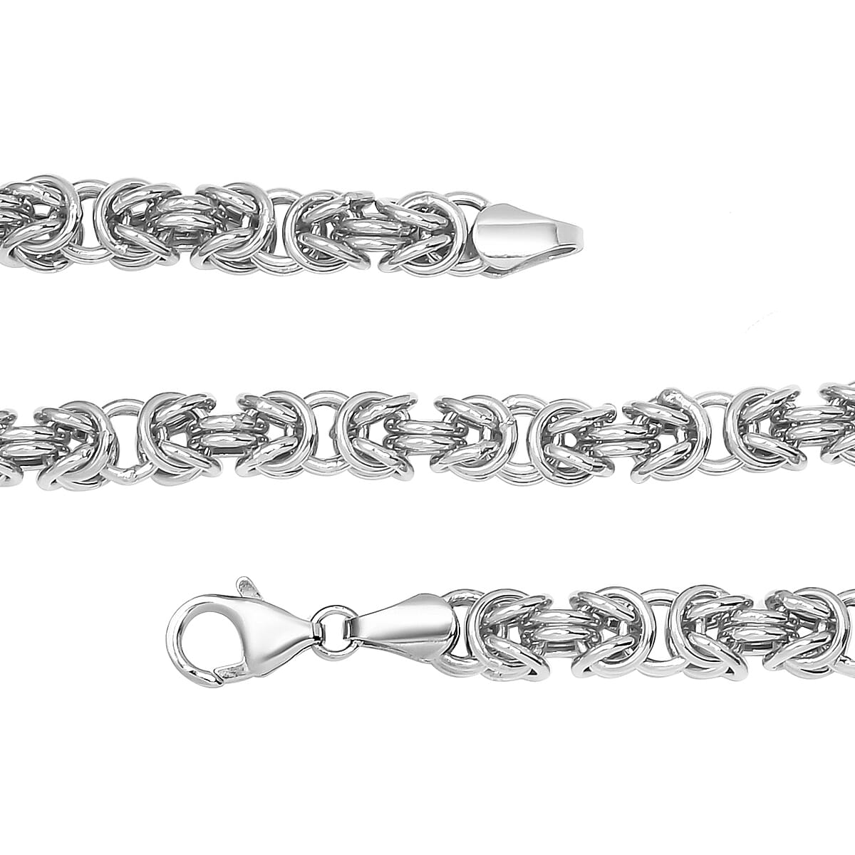 Artisan Crafted Platinum Over Sterling Silver Byzantine Necklace 18 Inches 26.75 Grams image number 3