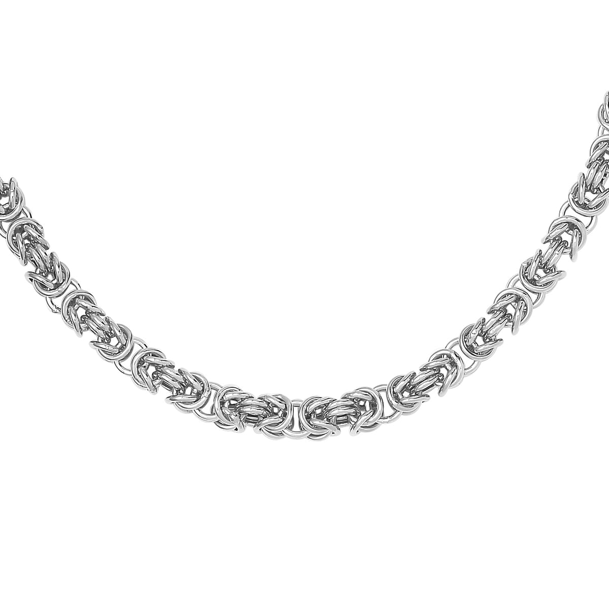 Artisan Crafted Platinum Over Sterling Silver Byzantine Necklace 18 Inches 26.75 Grams image number 4