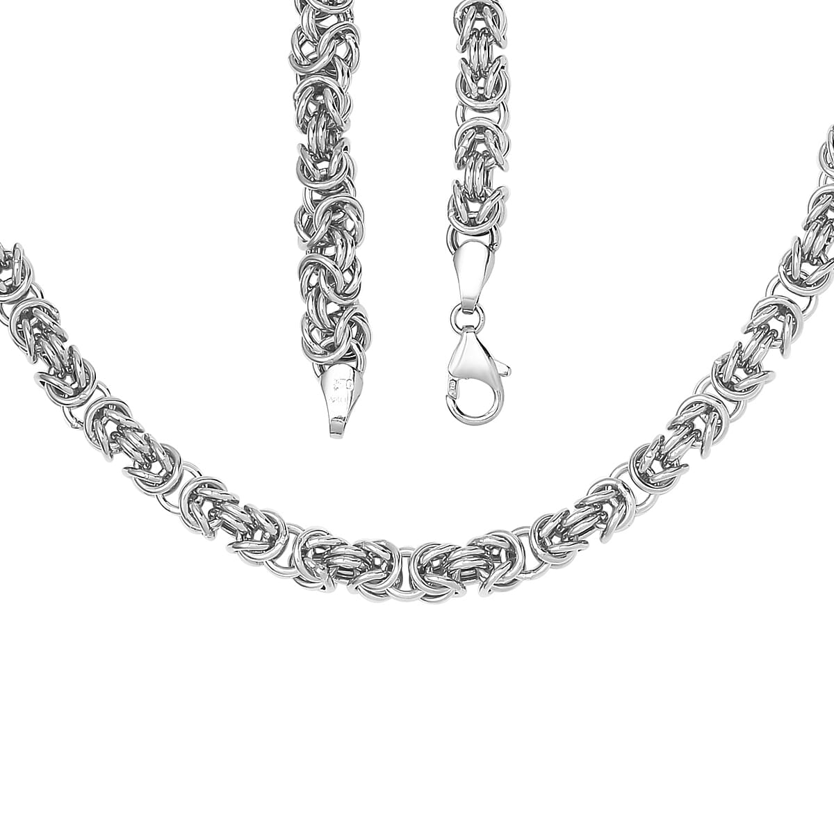 Artisan Crafted Platinum Over Sterling Silver Byzantine Necklace 18 Inches 26.75 Grams image number 5