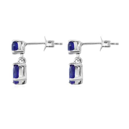 Tanzanian Blue Spinel (DF) Drop Earrings in Platinum Over Sterling Silver 1.65 ctw image number 2