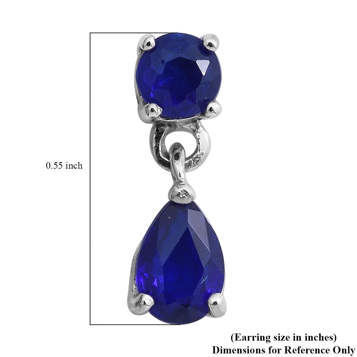 Tanzanian Blue Spinel (DF) Drop Earrings in Platinum Over Sterling Silver 1.65 ctw