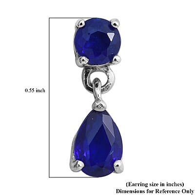 Tanzanian Blue Spinel (DF) Drop Earrings in Platinum Over Sterling Silver 1.65 ctw