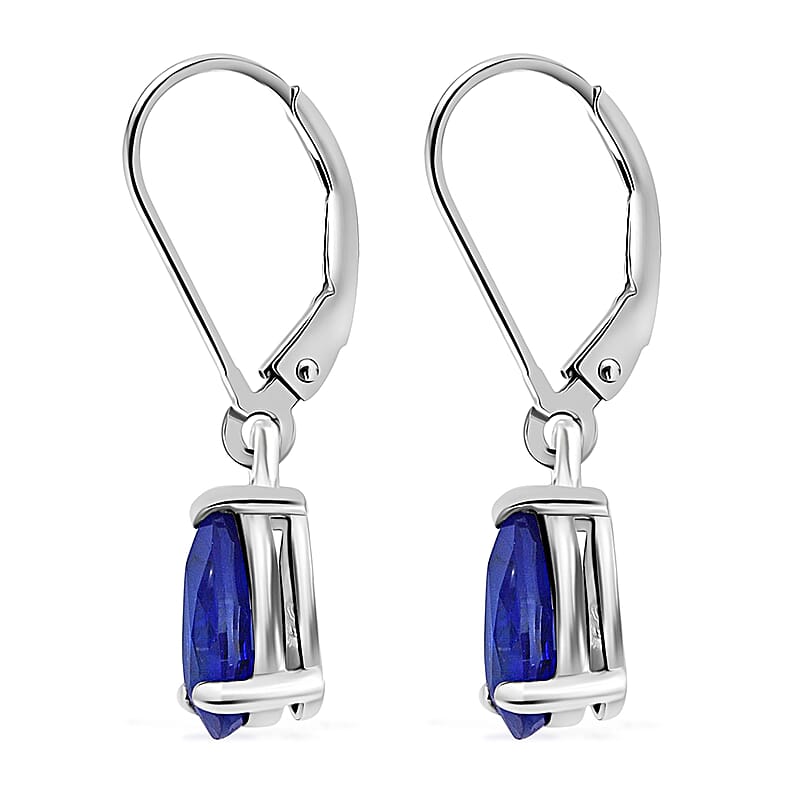 Tanzanian Blue Spinel (DF) Earrings, Sterling Silver Earrings, Lever Back Earrings, Drop Earrings, Dangle Earrings, Blue Earrings For Women 3.00 ctw