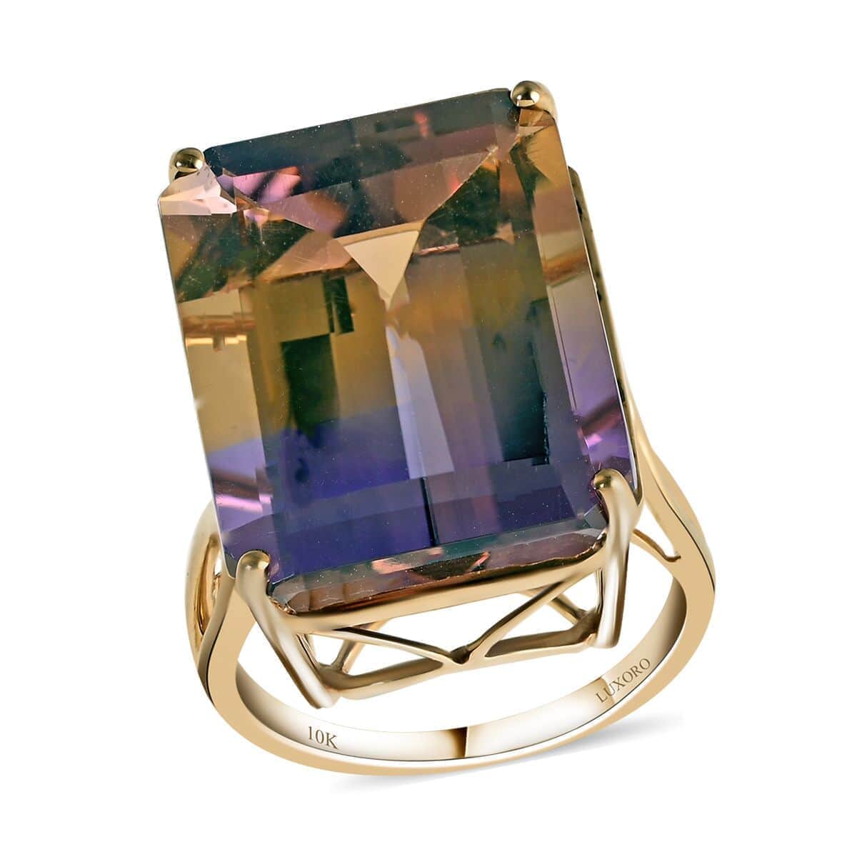 LUXORO 10K Yellow Gold AAA Anahi Ametrine Solitaire Ring 3.60 Grams 23.85 ctw image number 0