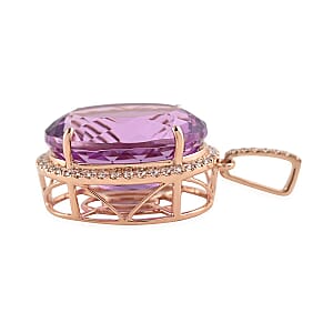 Certified & Appraised Iliana 18K Rose Gold AAA Patroke Kunzite and G-H SI Diamond Halo Pendant without Chain 4 Grams 23.60 ctw