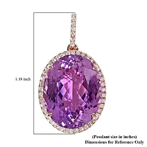 Certified & Appraised Iliana 18K Rose Gold AAA Patroke Kunzite and G-H SI Diamond Halo Pendant without Chain 4 Grams 23.60 ctw