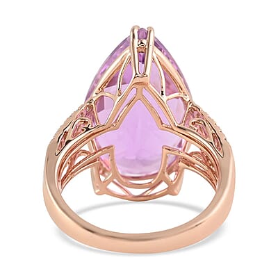 Certified & Appraised Iliana 18K Rose Gold AAA Patroke Kunzite and G-H SI Diamond Halo Ring (Size 10.0) 6.35 Grams 23.70 ctw