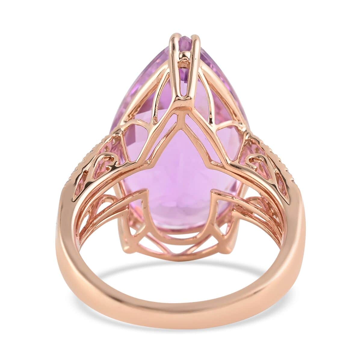 Certified & Appraised Iliana 18K Rose Gold AAA Patroke Kunzite and G-H SI Diamond Halo Ring (Size 10.0) 6.35 Grams 23.70 ctw image number 4
