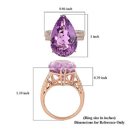 Certified & Appraised Iliana 18K Rose Gold AAA Patroke Kunzite and G-H SI Diamond Halo Ring (Size 10.0) 6.35 Grams 23.70 ctw