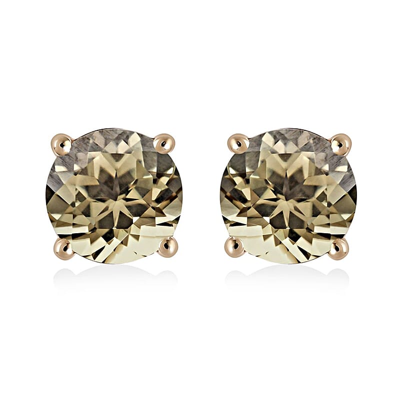 Certified and Appraised Luxoro 14K Yellow Gold AAA Turkizite Stud Earrings 1.85 ctw
