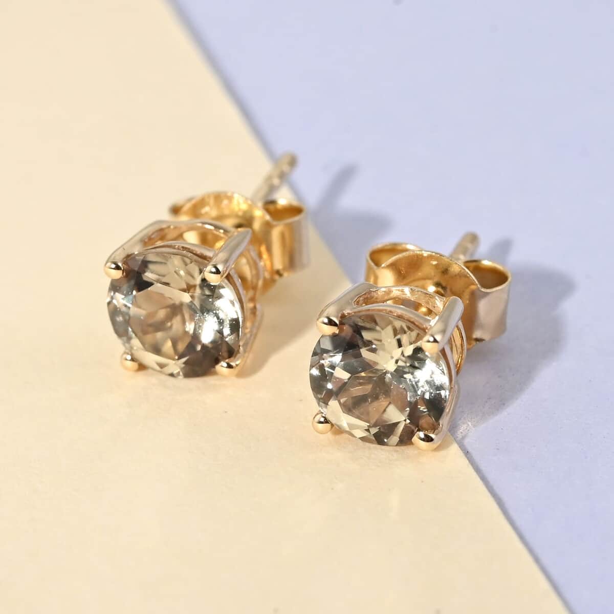 Certified Luxoro 14K Yellow Gold AAA Turkizite Stud Earrings 1.85 ctw image number 1