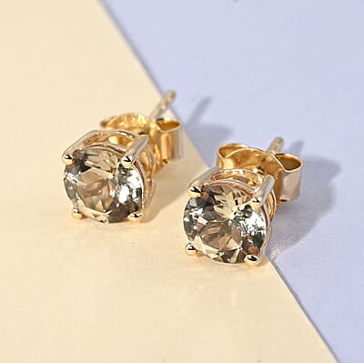 Certified and Appraised Luxoro 14K Yellow Gold AAA Turkizite Stud Earrings 1.85 ctw