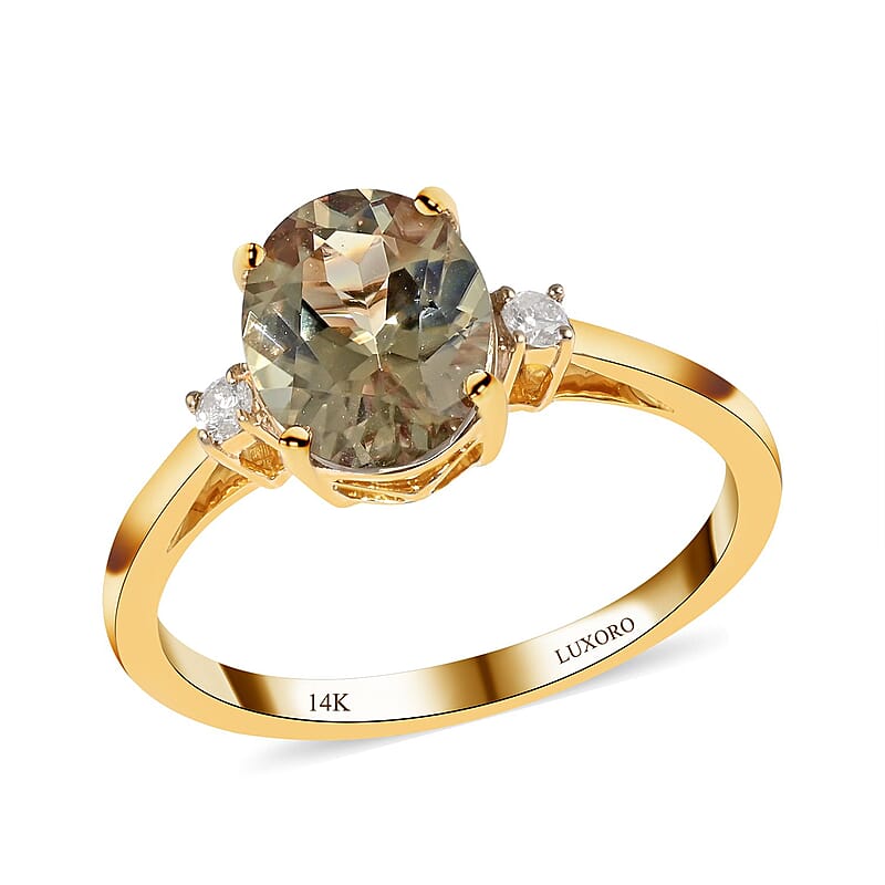 Certified and Appraised Luxoro 14K Yellow Gold AAA Turkizite and G-H I2 Diamond Ring (Size 10.0) 2.10 ctw