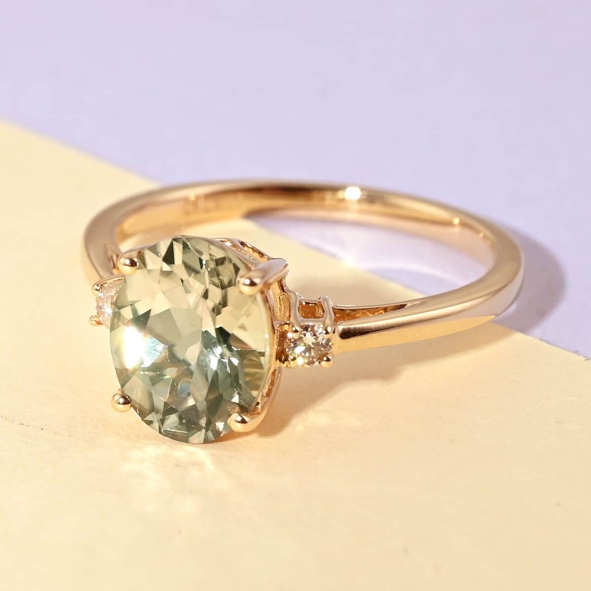 Certified & Appraised LUXORO 14K Yellow Gold AAA Turkizite and G-H I2 Diamond Ring 2.10 Grams 2.10 ctw image number 1