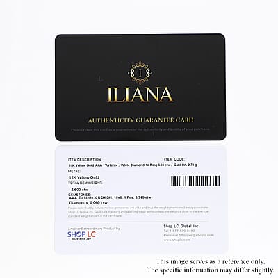 Certified and Appraised Iliana 18K Yellow Gold AAA Turkizite and G-H SI Diamond Ring (Size 10.0) 3.60 ctw