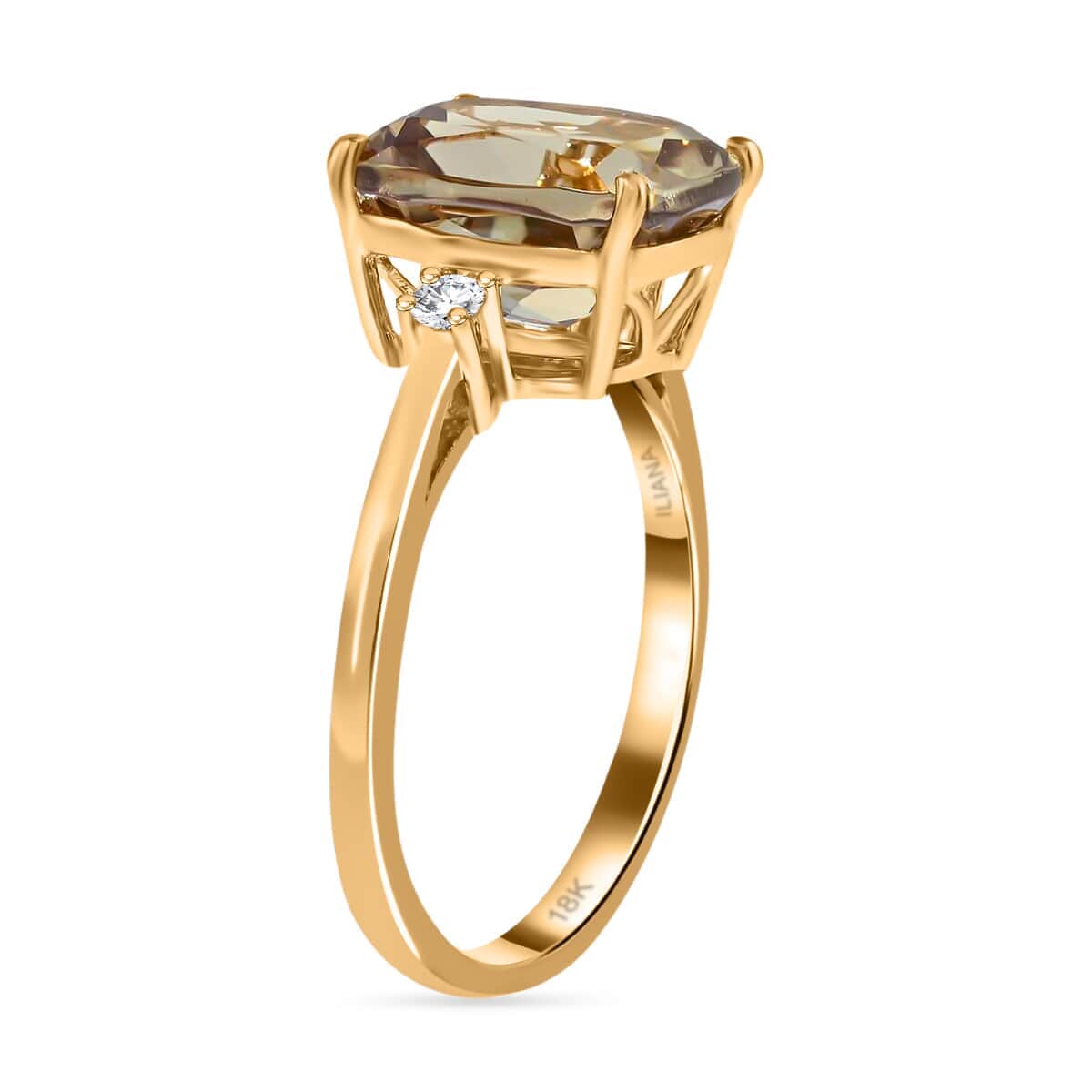 Certified and Appraised Iliana 18K Yellow Gold AAA Turkizite and G-H SI Diamond Ring (Size 6.0) 3.60 ctw image number 3