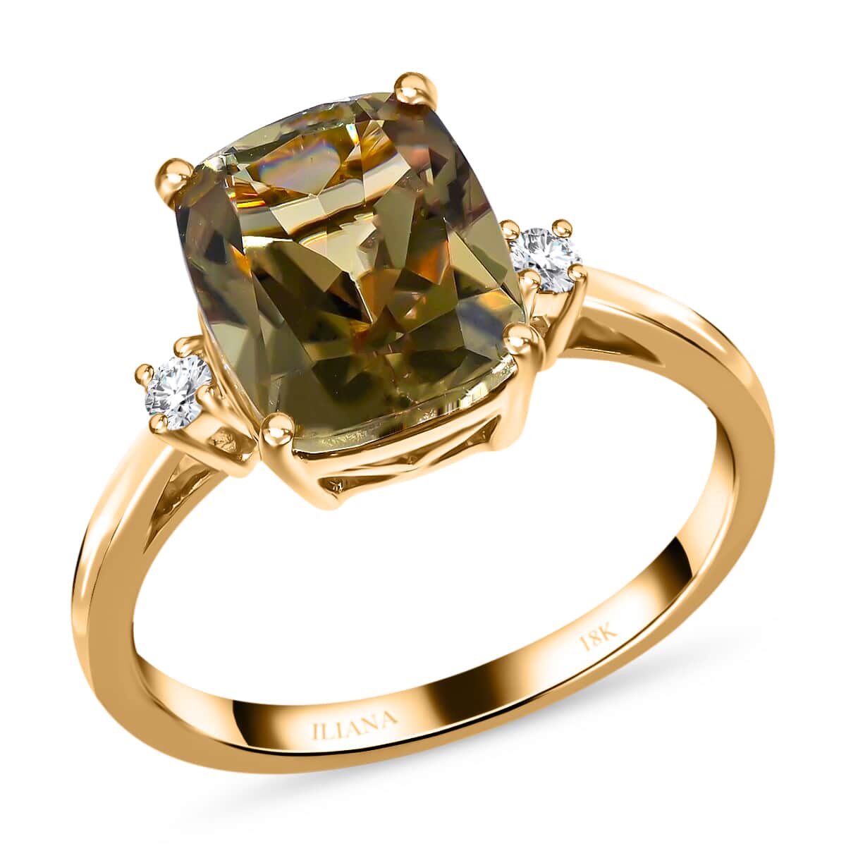 Certified and Appraised Iliana 18K Yellow Gold AAA Turkizite and G-H SI Diamond Ring (Size 7.0) 3.60 ctw image number 0