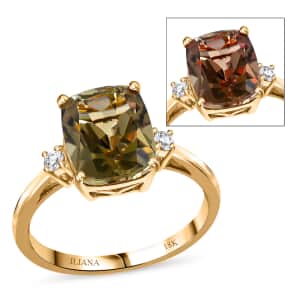 Certified and Appraised Iliana 18K Yellow Gold AAA Turkizite and G-H SI Diamond Ring (Size 8.0) 3.60 ctw