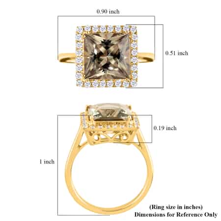 Certified & Appraised ILIANA 18K Yellow Gold AAA Turkizite and G-H SI Diamond Halo Ring 4.15 Grams 4.10 ctw image number 5