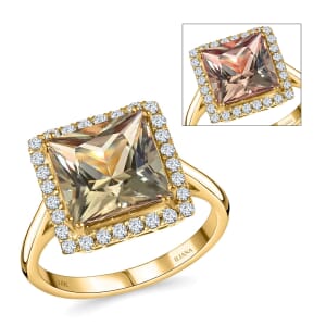Certified and Appraised Iliana 18K Yellow Gold AAA Turkizite and G-H SI Diamond Halo Ring (Size 9.0) 4.15 Grams 4.10 ctw