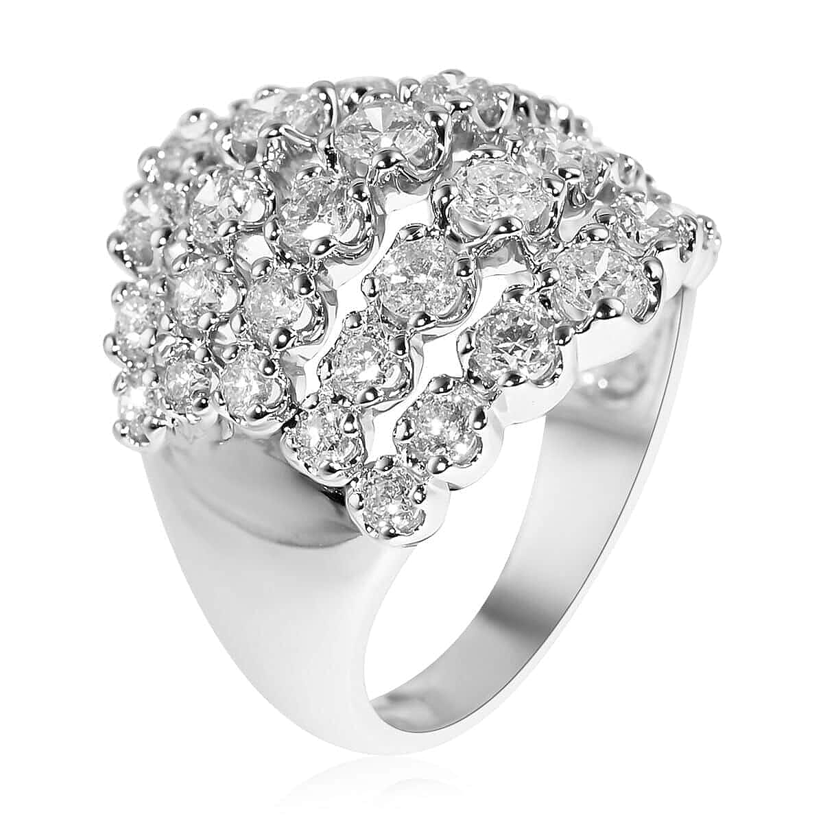 NY Closeout Diamond SI3-H 2.50 ctw Ring in 14K White Gold (Size 5.0)
