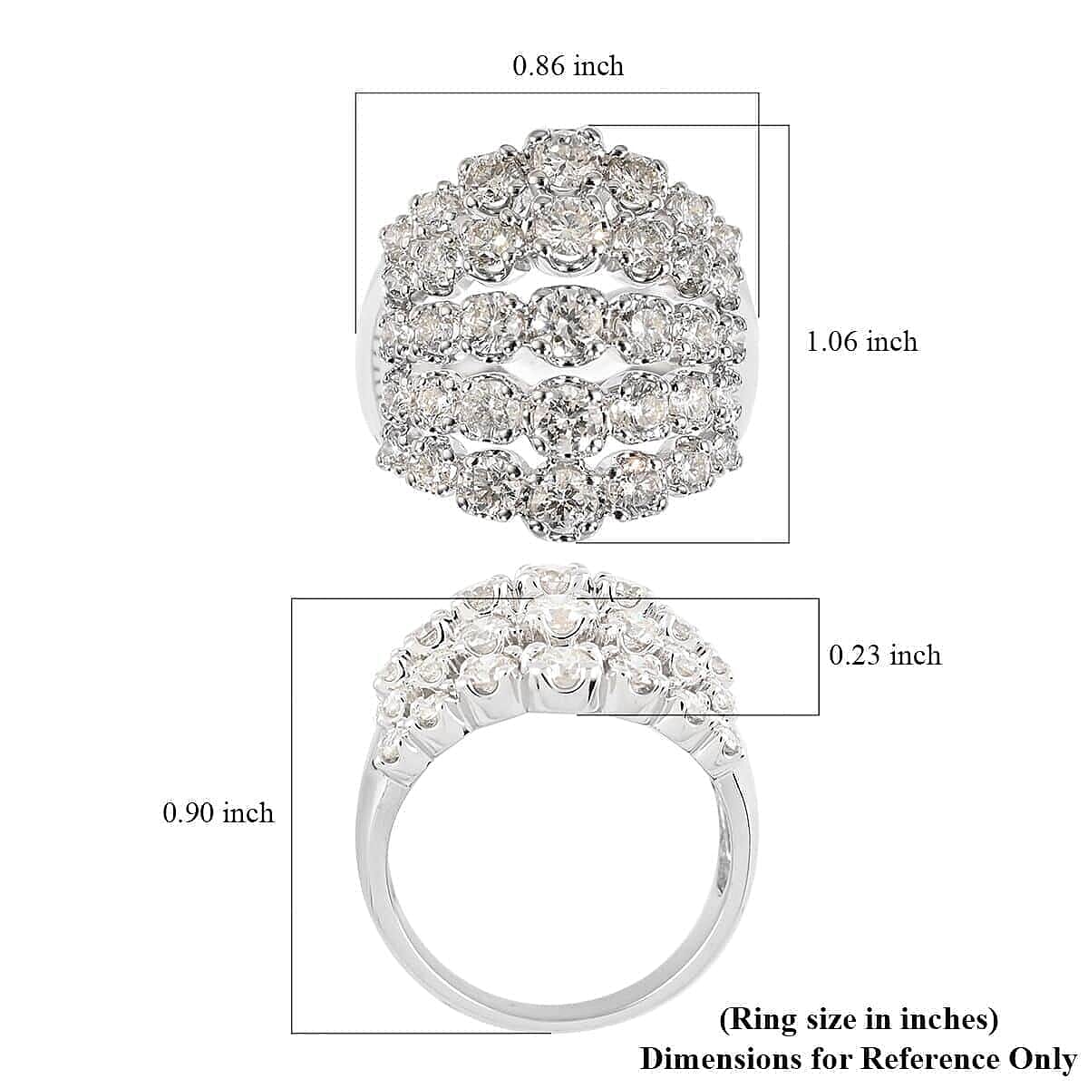 NY Closeout Diamond SI3-H 2.50 ctw Ring in 14K White Gold (Size 5.0)
