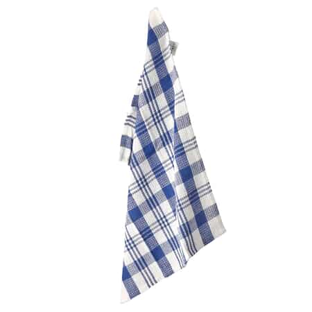 Set of 10 Blue Checked Cotton Kitchen Towels (23.6"X15.7") image number 4
