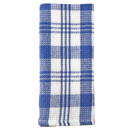 Set of 10 Blue Checked Cotton Kitchen Towels (23.6"X15.7") image number 6