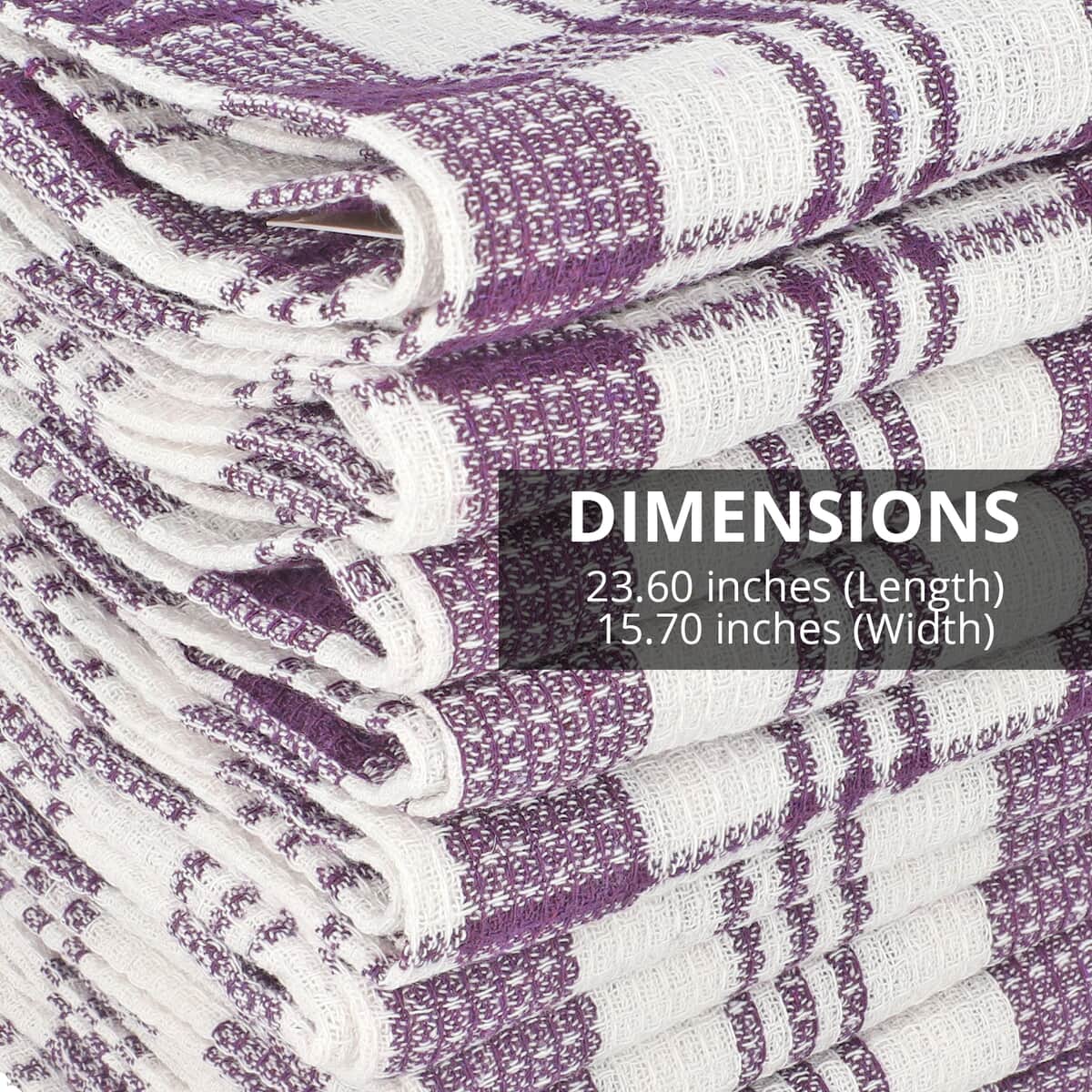 Set of 10 Purple Checked Cotton Kitchen Towels image number 3
